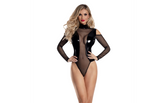 Starline Kalis Wet Look Cold Shoulder Womens Bodysuit Black - - Teddies and Bodysuits